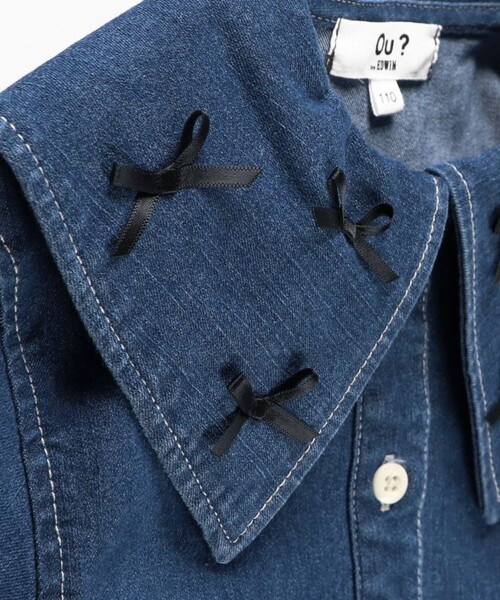 EDWIN（エドウィン）の「【Ou? by EDWIN】襟リボン付きデニムワンピース（ワンピース・キッズ・ブルー・90/140/110/100/150/120/130）」の5枚目の写真