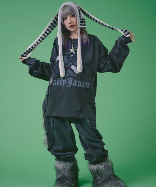 ガルフィー GALFY ロンT 長袖 ダメージ加工ツギハギゾンビ グレー GALFY（ガルフィー）の「ストリートファッション GALFY