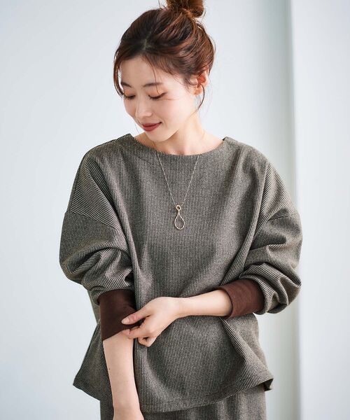 le.coeur blanc（ルクールブラン）の「チェックジャージードルマンプルオーバー（Tシャツ/カットソー・レディース・ブラウン系その他2/ブラック系その他・38）」の5枚目の写真