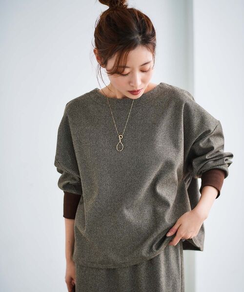 le.coeur blanc（ルクールブラン）の「チェックジャージードルマンプルオーバー（Tシャツ/カットソー・レディース・ブラウン系その他2/ブラック系その他・38）」の7枚目の写真