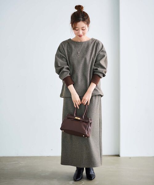 le.coeur blanc（ルクールブラン）の「チェックジャージードルマンプルオーバー（Tシャツ/カットソー・レディース・ブラウン系その他2/ブラック系その他・38）」の12枚目の写真