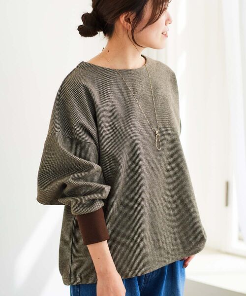 le.coeur blanc（ルクールブラン）の「チェックジャージードルマンプルオーバー（Tシャツ/カットソー・レディース・ブラウン系その他2/ブラック系その他・38）」の16枚目の写真