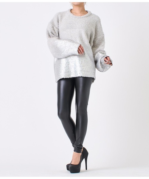 ANAP（アナップ）の「箔プリント ブークレ プルオーバー（ニット/セーター・レディース・グレー/アイボリー・FREE）」の7枚目の写真