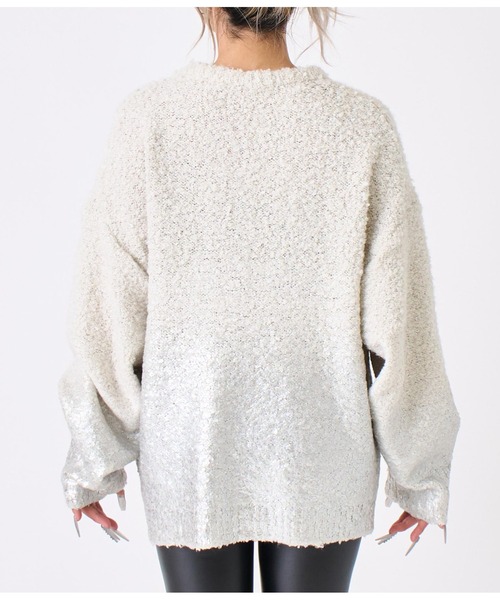 ANAP（アナップ）の「箔プリント ブークレ プルオーバー（ニット/セーター・レディース・グレー/アイボリー・FREE）」の15枚目の写真