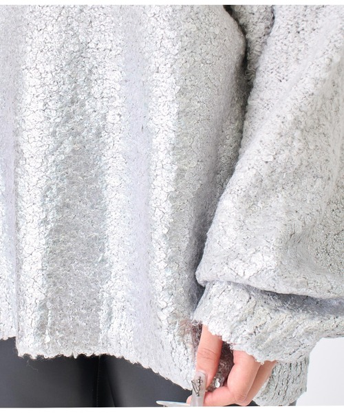 ANAP（アナップ）の「箔プリント ブークレ プルオーバー（ニット/セーター・レディース・グレー/アイボリー・FREE）」の17枚目の写真