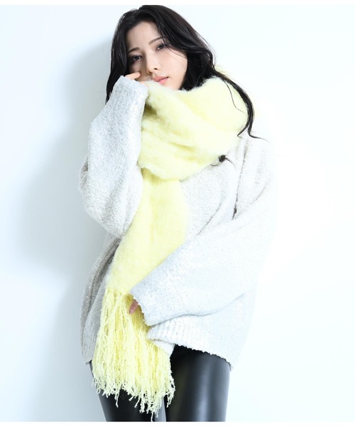 ANAP（アナップ）の「箔プリント ブークレ プルオーバー（ニット/セーター・レディース・グレー/アイボリー・FREE）」の9枚目の写真