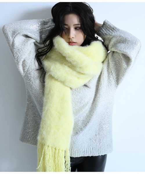 ANAP（アナップ）の「箔プリント ブークレ プルオーバー（ニット/セーター・レディース・グレー/アイボリー・FREE）」の10枚目の写真