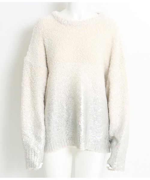 ANAP（アナップ）の「箔プリント ブークレ プルオーバー（ニット/セーター・レディース・グレー/アイボリー・FREE）」の18枚目の写真