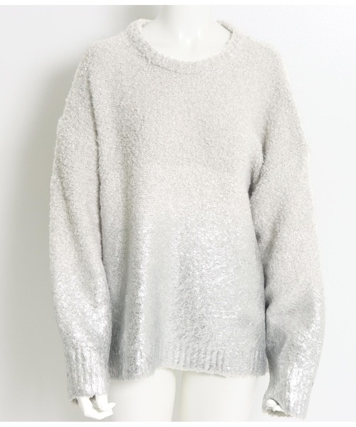 ANAP（アナップ）の「箔プリント ブークレ プルオーバー（ニット/セーター・レディース・グレー/アイボリー・FREE）」の19枚目の写真