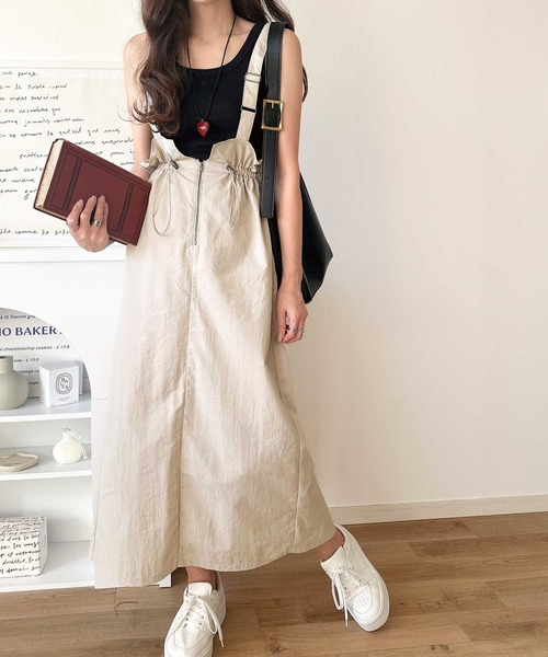 classicalelf（クラシカルエルフ）の「【４月上旬再入荷】大人女子のミリタリースタイル。サスペンダーミリタリースカート（ジャンパースカート・レディース・ベージュ/ブラック/カーキ・MEDIUM/X-LARGE/LARGE/SMALL）」の15枚目の写真