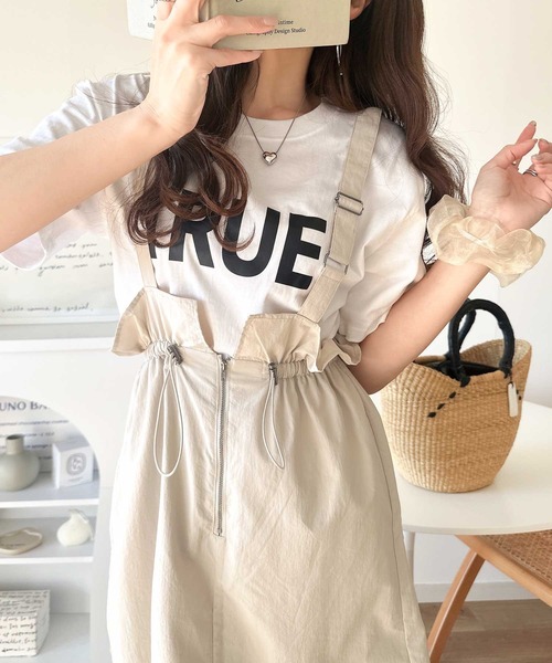 classicalelf（クラシカルエルフ）の「【４月上旬再入荷】大人女子のミリタリースタイル。サスペンダーミリタリースカート（ジャンパースカート・レディース・ベージュ/ブラック/カーキ・MEDIUM/X-LARGE/LARGE/SMALL）」の9枚目の写真