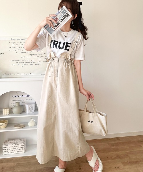 classicalelf（クラシカルエルフ）の「【４月上旬再入荷】大人女子のミリタリースタイル。サスペンダーミリタリースカート（ジャンパースカート・レディース・ベージュ/ブラック/カーキ・MEDIUM/X-LARGE/LARGE/SMALL）」の10枚目の写真