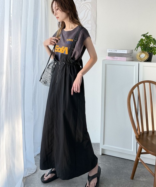 classicalelf（クラシカルエルフ）の「【４月上旬再入荷】大人女子のミリタリースタイル。サスペンダーミリタリースカート（ジャンパースカート・レディース・ベージュ/ブラック/カーキ・MEDIUM/X-LARGE/LARGE/SMALL）」の5枚目の写真