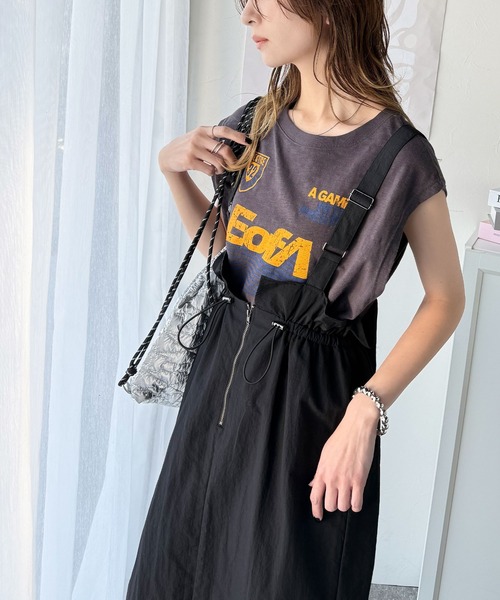 classicalelf（クラシカルエルフ）の「【４月上旬再入荷】大人女子のミリタリースタイル。サスペンダーミリタリースカート（ジャンパースカート・レディース・ベージュ/ブラック/カーキ・MEDIUM/X-LARGE/LARGE/SMALL）」の6枚目の写真