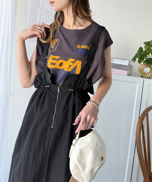 classicalelf（クラシカルエルフ）の「【４月上旬再入荷】大人女子のミリタリースタイル。サスペンダーミリタリースカート（ジャンパースカート・レディース・ベージュ/ブラック/カーキ・MEDIUM/X-LARGE/LARGE/SMALL）」の7枚目の写真