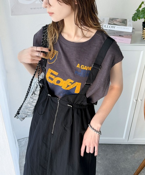 classicalelf（クラシカルエルフ）の「【４月上旬再入荷】大人女子のミリタリースタイル。サスペンダーミリタリースカート（ジャンパースカート・レディース・ベージュ/ブラック/カーキ・MEDIUM/X-LARGE/LARGE/SMALL）」の4枚目の写真