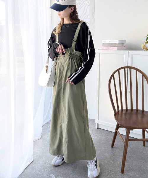 classicalelf（クラシカルエルフ）の「【４月上旬再入荷】大人女子のミリタリースタイル。サスペンダーミリタリースカート（ジャンパースカート・レディース・ベージュ/ブラック/カーキ・MEDIUM/X-LARGE/LARGE/SMALL）」の16枚目の写真