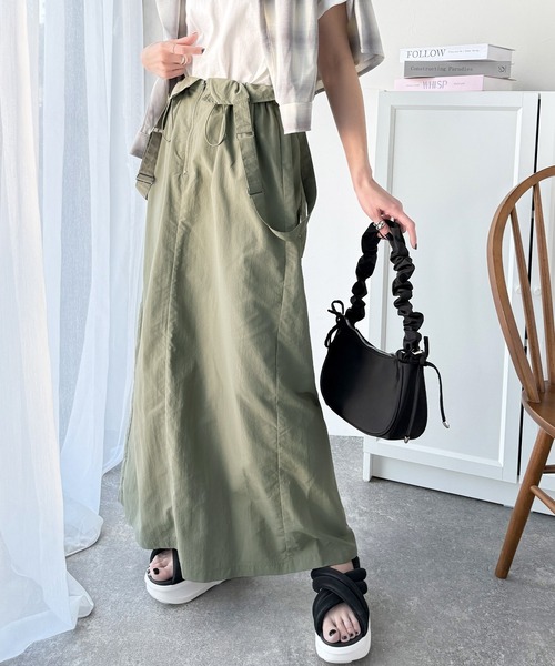 オブラダ MILITARY SKIRT ミリタリースカート サスペンダー 黒