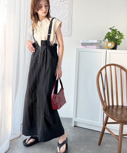 classicalelf（クラシカルエルフ）の「【４月上旬再入荷】大人女子のミリタリースタイル。サスペンダーミリタリースカート（ジャンパースカート・レディース・ベージュ/ブラック/カーキ・MEDIUM/X-LARGE/LARGE/SMALL）」の8枚目の写真