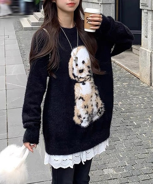 セール】プードルジャガードニットトップス（ニット/セーター