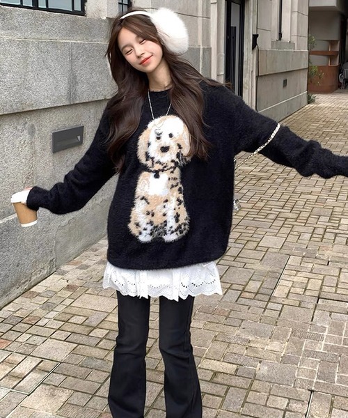 セール】プードルジャガードニットトップス（ニット/セーター