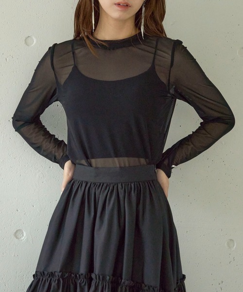 MAISON BREEZE reveur（メゾンブリーズレヴール）の「【MAISON BREEZE】Tulle sheer tops crew neck（Tシャツ/カットソー・レディース・ブラック/グレー/ホワイト/レッド/ブラウン・FREE）」の8枚目の写真