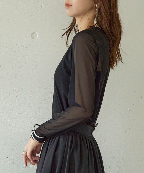 MAISON BREEZE reveur（メゾンブリーズレヴール）の「【MAISON BREEZE】Tulle sheer tops crew neck（Tシャツ/カットソー・レディース・ブラック/グレー/ホワイト/レッド/ブラウン・FREE）」の9枚目の写真