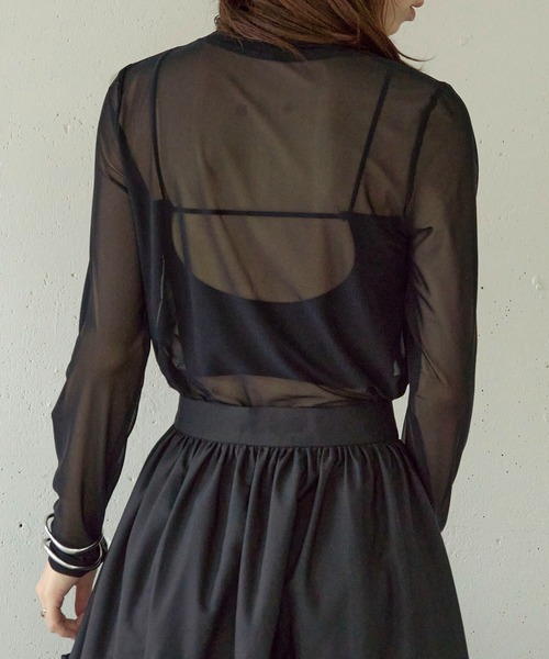 MAISON BREEZE reveur（メゾンブリーズレヴール）の「【MAISON BREEZE】Tulle sheer tops crew neck（Tシャツ/カットソー・レディース・ブラック/グレー/ホワイト/レッド/ブラウン・FREE）」の10枚目の写真