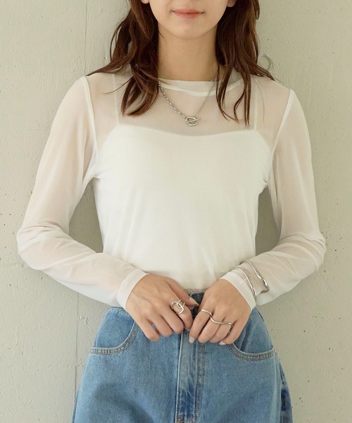 MAISON BREEZE reveur（メゾンブリーズレヴール）の「【MAISON BREEZE】Tulle sheer tops crew neck（Tシャツ/カットソー・レディース・ブラック/グレー/ホワイト/レッド/ブラウン・FREE）」の17枚目の写真