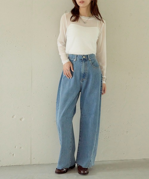 MAISON BREEZE reveur（メゾンブリーズレヴール）の「【MAISON BREEZE】Tulle sheer tops crew neck（Tシャツ/カットソー・レディース・ブラック/グレー/ホワイト/レッド/ブラウン・FREE）」の20枚目の写真