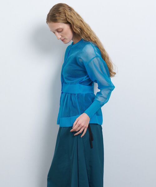 LANVIN en Bleu（ランバンオンブルー）の「シアーレイヤードカーディガン（カーディガン/ボレロ・レディース・ブラック/ブルー/オフホワイト・38）」の8枚目の写真