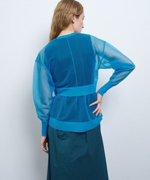 LANVIN en Bleu（ランバンオンブルー）の「シアーレイヤードカーディガン（カーディガン/ボレロ・レディース・ブラック/ブルー/オフホワイト・38）」の9枚目の写真