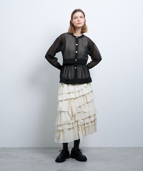 LANVIN en Bleu（ランバンオンブルー）の「シアーレイヤードカーディガン（カーディガン/ボレロ・レディース・ブラック/ブルー/オフホワイト・38）」の18枚目の写真