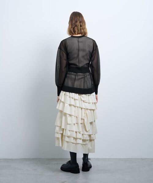 LANVIN en Bleu（ランバンオンブルー）の「シアーレイヤードカーディガン（カーディガン/ボレロ・レディース・ブラック/ブルー/オフホワイト・38）」の20枚目の写真