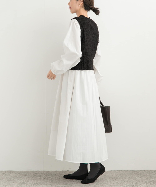 URBAN RESEARCH DOORS（アーバンリサーチドアーズ）の「ニットベストレイヤードワンピース（ワンピース・レディース・グレー/ブラック・MEDIUM）」の4枚目の写真