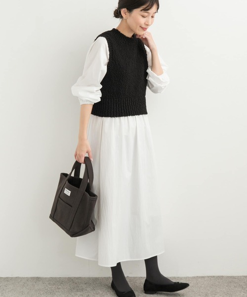 URBAN RESEARCH DOORS（アーバンリサーチドアーズ）の「ニットベストレイヤードワンピース（ワンピース・レディース・グレー/ブラック・MEDIUM）」の9枚目の写真