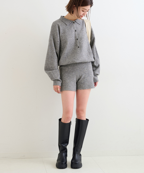 U by SPICK&SPAN（ユーバイスピックアンドスパン）の「襟付きニットロンパース（つなぎ/オールインワン・レディース・ライトグレー・FREE）」の22枚目の写真