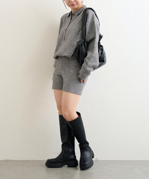 Spick&Span ニット Spick＆Span ニット セーター 18Gシアーリブハーフスリーブ