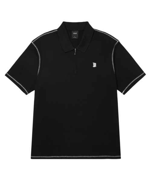 WAFFLE KNIT CONTRAST POLO / HUF ハフ 刺繍ロゴ 半袖