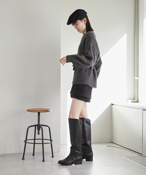 mystic(ミスティック)の「モヘアライクベルトポーチ付きニット(ニット/セーター・レディース・チャコールグレー/アイボリー/イエロー・FREE)」の20枚目の写真