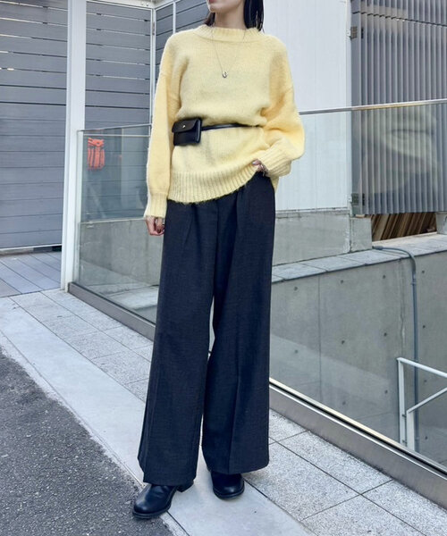 mystic(ミスティック)の「モヘアライクベルトポーチ付きニット(ニット/セーター・レディース・チャコールグレー/アイボリー/イエロー・FREE)」の21枚目の写真