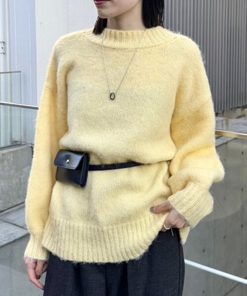 mystic(ミスティック)の「モヘアライクベルトポーチ付きニット(ニット/セーター・レディース・チャコールグレー/アイボリー/イエロー・FREE)」の22枚目の写真