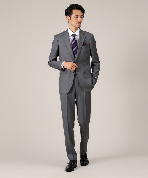セール】【DORMEUIL AMADEUS365】無地見え ダイアゴナル スーツ/3