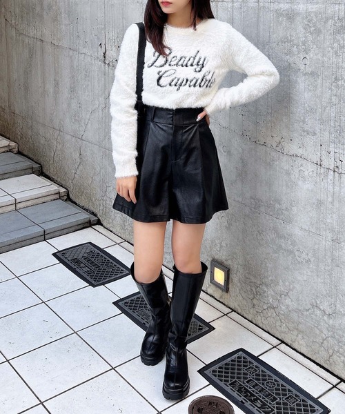 INGNI(イング)の「フェイクレザーキュロットパンツ(その他パンツ・レディース・ブラック/ブラウン・FREE)」の6枚目の写真