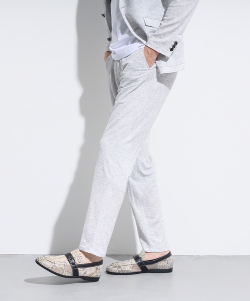 HIDEAWAYS NICOLE（ハイダウェイニコル）の「シアージャガードニットパンツ（スラックス・メンズ・ネイビー/ブラック/ライトグレー・X-LARGE/LARGE/MEDIUM/SMALL）」の2枚目の写真