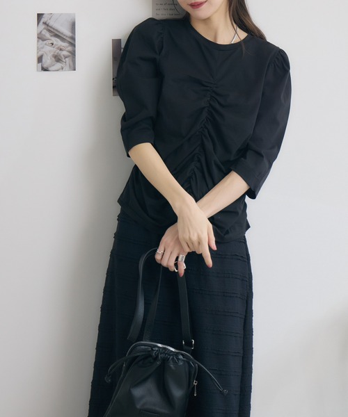 RU.TI.LE(ルチル)の「【RU.TI.LE】カーブギャザースリーブプルオーバー(Tシャツ/カットソー・レディース・グレー/ブルー/ブラック/ホワイト・MEDIUM)」の20枚目の写真