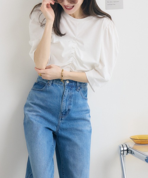 RU.TI.LE(ルチル)の「【RU.TI.LE】カーブギャザースリーブプルオーバー(Tシャツ/カットソー・レディース・グレー/ブルー/ブラック/ホワイト・MEDIUM)」の22枚目の写真