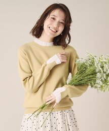 moussyBOW DESIGN KNIT TOP イエロー フリル長袖ニット f210aa0c7bd84b6b67187f076c5d79