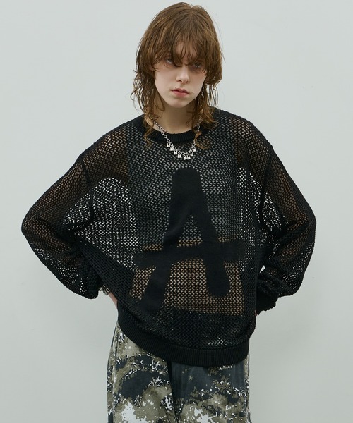 AIVER(アイバー)の「AIVER 綿麻Aメッシュニット(ニット/セーター・メンズ・アッシュグレー/ブラック/ダークグレー・SMALL/MEDIUM/LARGE)」の4枚目の写真
