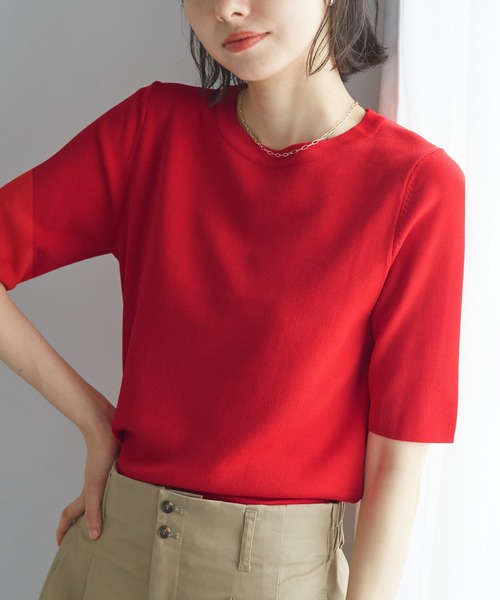 UVカット・接触冷感・イージーケア】八方映えニット ハーフスリーブ